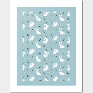 cute rabbit pattern Posters and Art